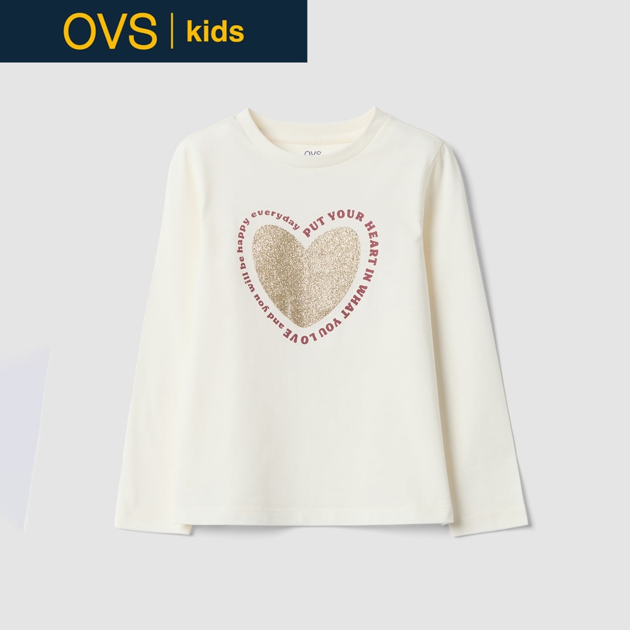 OVS KIDS(オヴィエッセ キッズ)  ホワイト オーガニックコットン Tシャツ キッズ 女の子(クラウドホワイト-134cm)