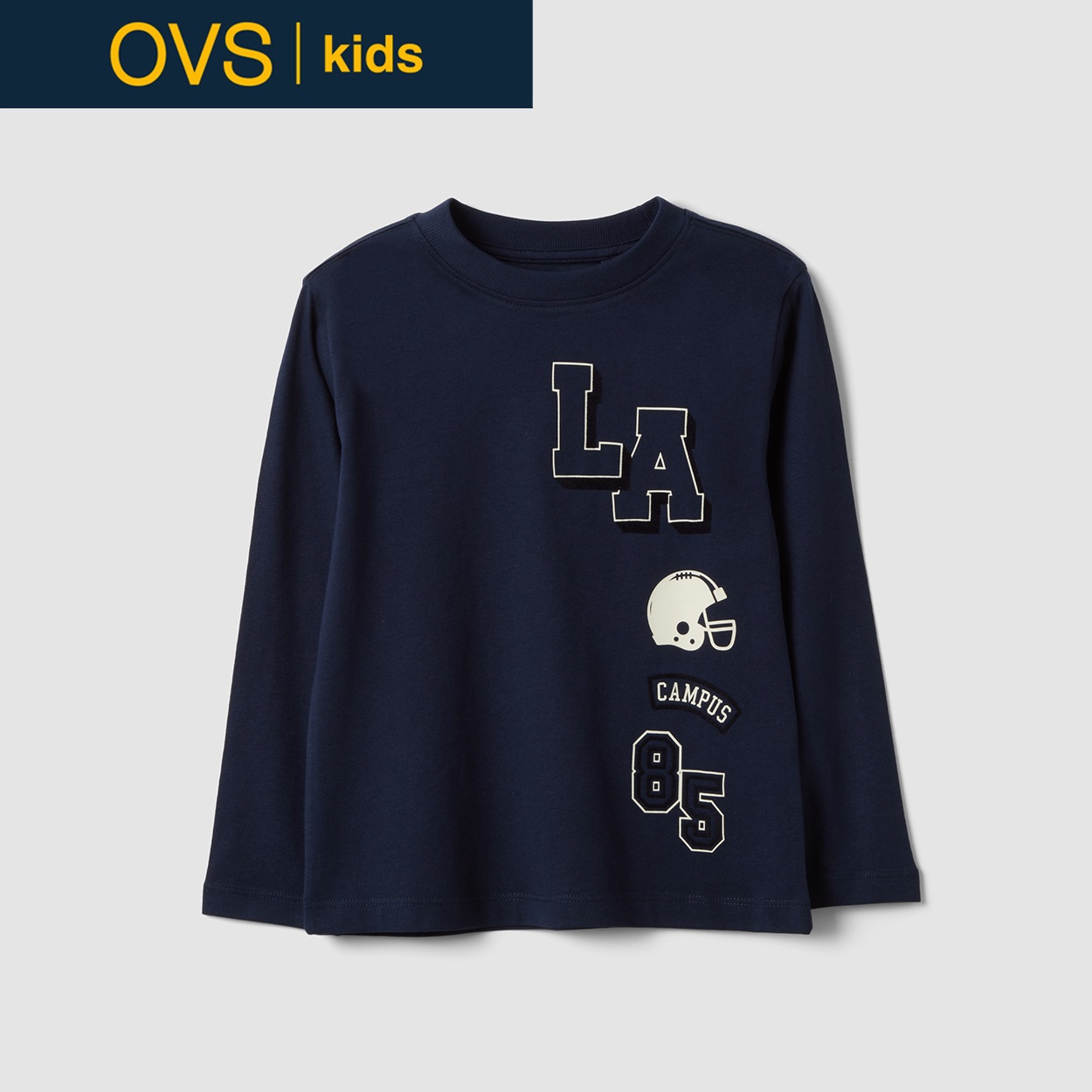 OVS KIDS(オヴィエッセ キッズ) ブルー コットンレーヨン混 Tシャツ キッズ 男の子(ムードインディゴ-128cm)