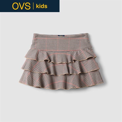 OVS KIDS(オヴィエッセ キッズ)  マルチカラーチェック レーヨン混 フリルスカート キッズ 女の子