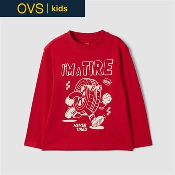 OVS KIDS(オヴィエッセ キッズ) レッド オーガニックコットン Tシャツ キッズ 男の子(オートレッド-104cm)
