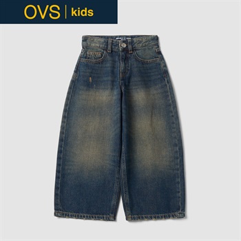 OVS KIDS(オヴィエッセ キッズ)  ブルー ピュアコットン デニムパンツ キッズ 女の子(ダークブルー-110cm)