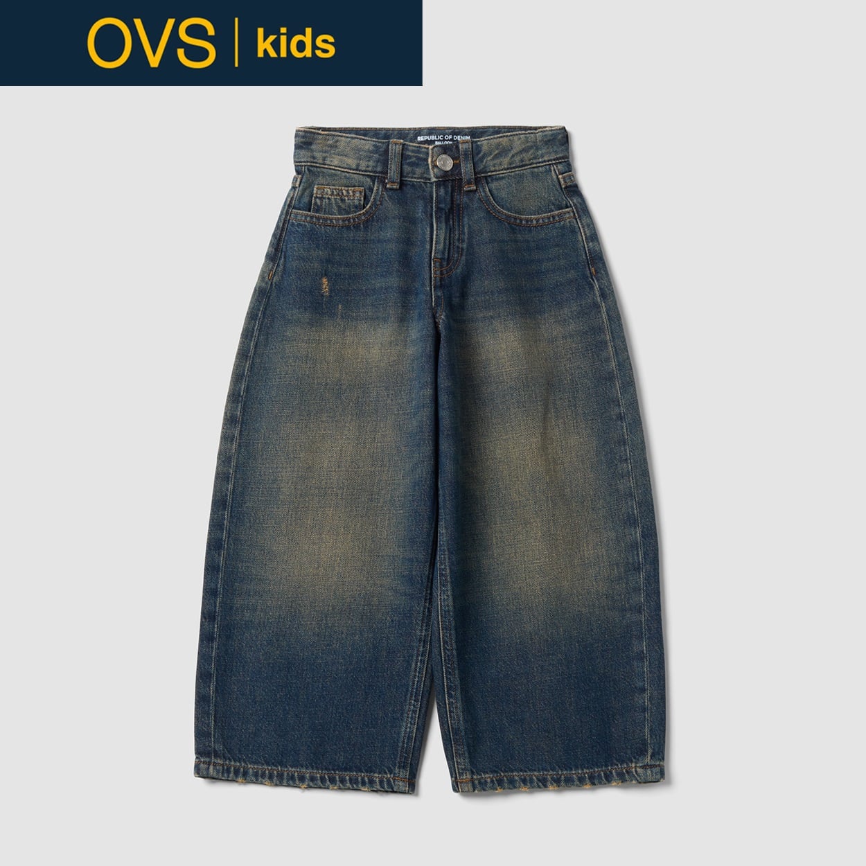 OVS KIDS(オヴィエッセ キッズ)  ブルー ピュアコットン デニムパンツ キッズ 女の子(ダークブルー-122cm)