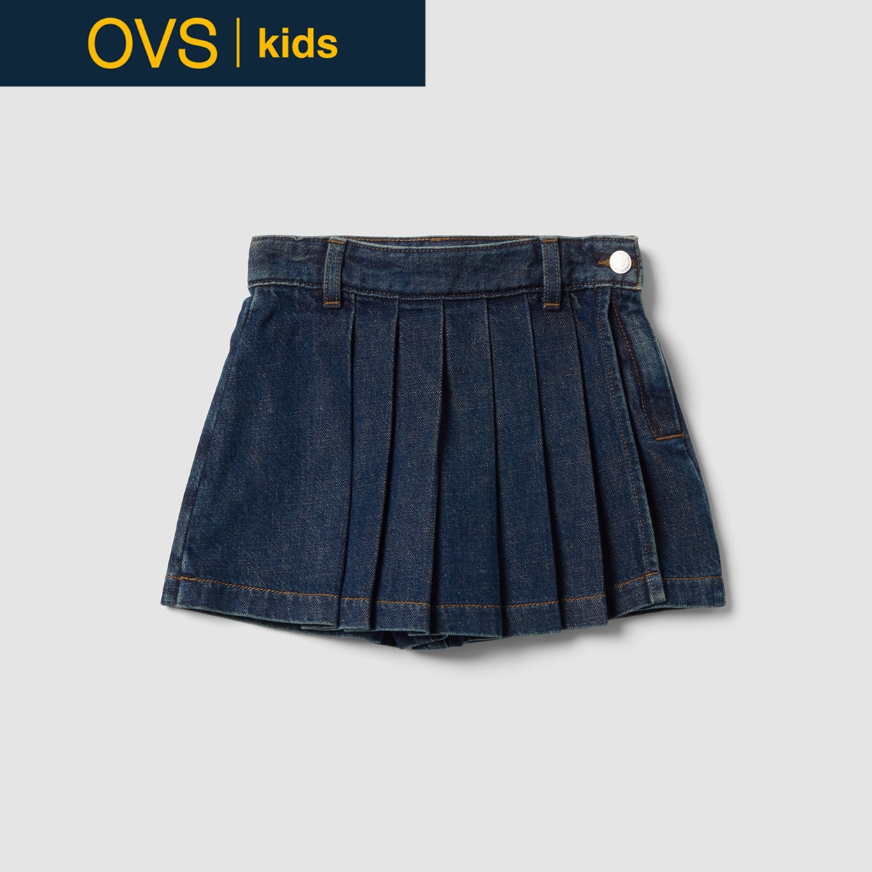 OVS KIDS(オヴィエッセ キッズ)  ブルー ピュアコットン スコート キッズ 女の子(ダークブルー-128cm)