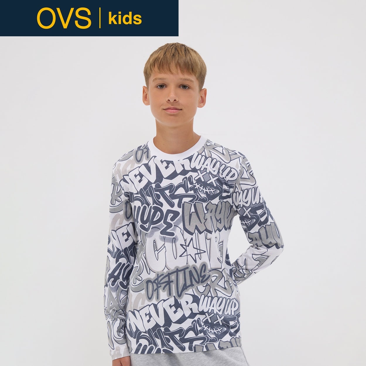 OVS KIDS(オヴィエッセ キッズ) ホワイトオーガニックコットンリラックスフィットTシャツ キッズ 男の子(ルーセントホワイト-146cm)