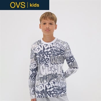 OVS KIDS(オヴィエッセ キッズ) ホワイトオーガニックコットンリラックスフィットTシャツ キッズ 男の子(ルーセントホワイト-146cm)