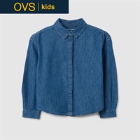 OVS KIDS(オヴィエッセ キッズ) ラインストーン付きデニムシャツ 女の子 キッズ 104cm-140cm(ブルー-104cm)