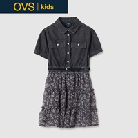OVS KIDS(オヴィエッセ キッズ) デニム×花柄ワンピース 女の子 キッズ 110cm-140cm(グレー-110cm)