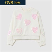 OVS KIDS(オヴィエッセ キッズ) ハート柄トレーナー 女の子 キッズ 104cm-140cm(ホワイト-104cm)