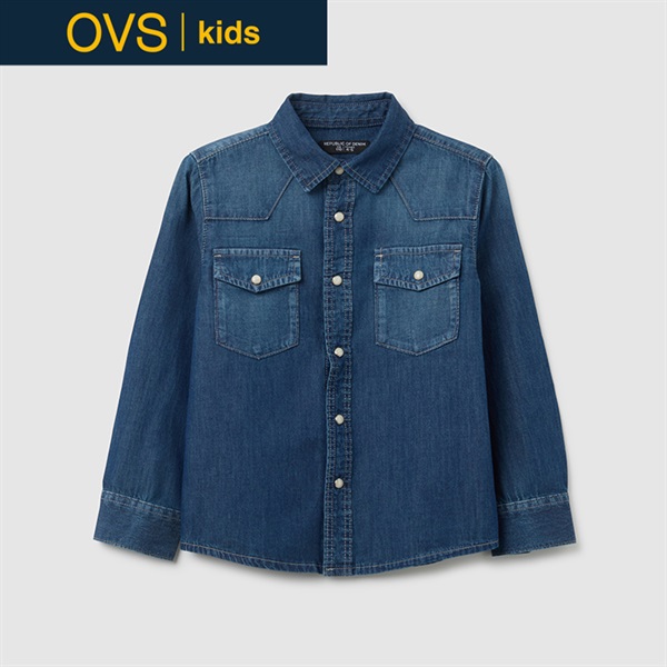 OVS KIDS(オヴィエッセ キッズ) デニムシャツ 男の子 キッズ 110cm-140cm(ネイビー-140cm)