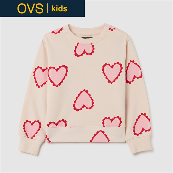 OVS KIDS(オヴィエッセ キッズ) ハート柄トレーナー 女の子 キッズ 104cm-140cm(アイボリー-104cm)