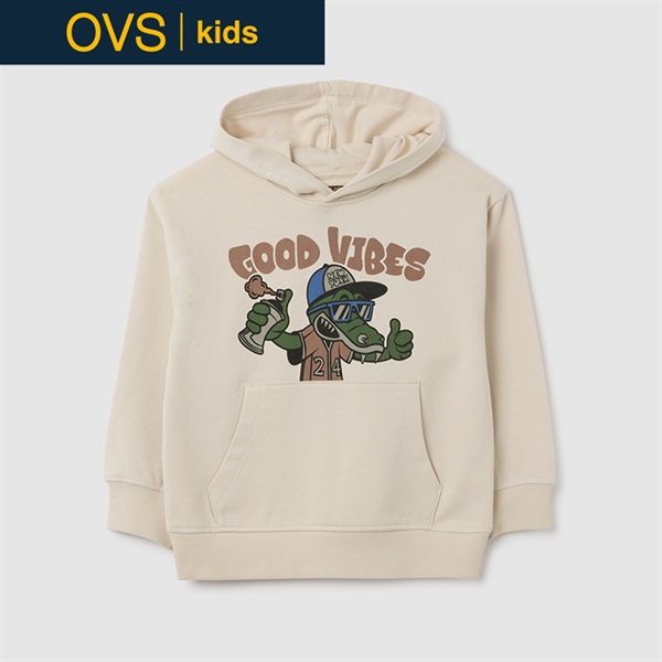 OVS KIDS(オヴィエッセ キッズ) フロントポケット付きパーカー 男の子 キッズ 110cm-140cm(ベージュ-140cm)