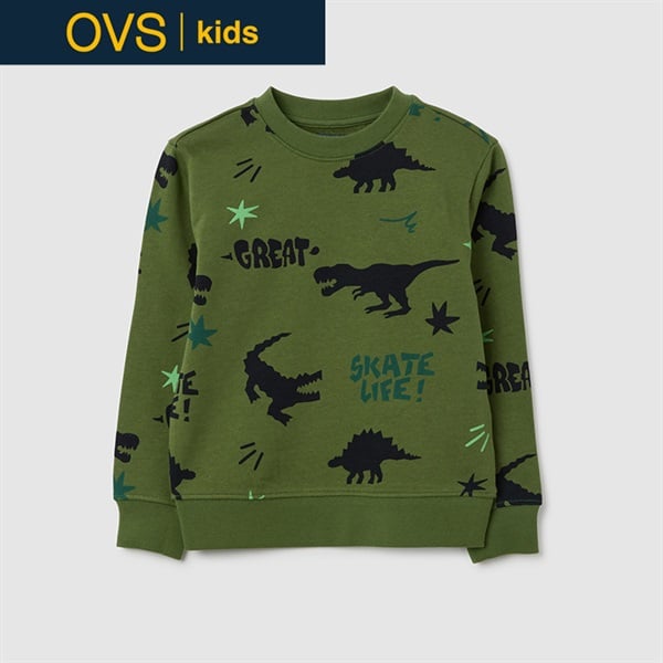 OVS KIDS(オヴィエッセ キッズ) 恐竜プリント トレーナー 男の子 キッズ 104cm-140cm(グリーン-140cm)