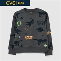 OVS KIDS(オヴィエッセ キッズ) 恐竜プリントトレーナー 男の子 キッズ 104cm-140cm(チャコ－ルグレ－-104cm)