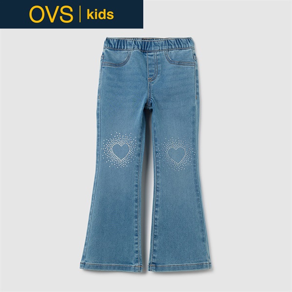 OVS KIDS(オヴィエッセ キッズ) ラインストーン付きフレアジーンズ 女の子 キッズ 104cm-140cm(ブルー-104cm)