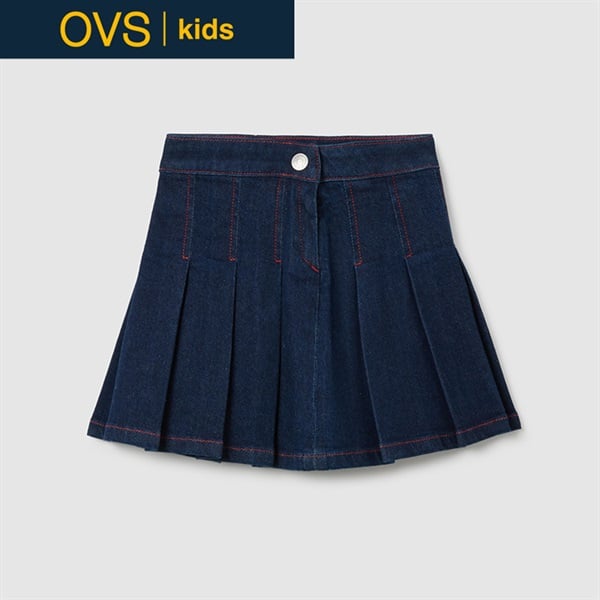 OVS KIDS(オヴィエッセ キッズ) デニムプリーツスカート 女の子 キッズ 104cm-140cm(ネイビー-140cm)