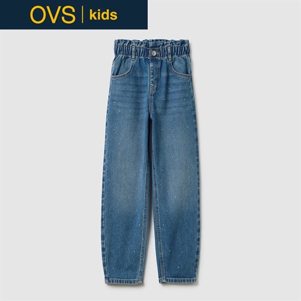OVS KIDS(オヴィエッセ キッズ) ペーパーバッグウエストジーンズ 女の子 キッズ 110cm-140cm(サックス-134cm)