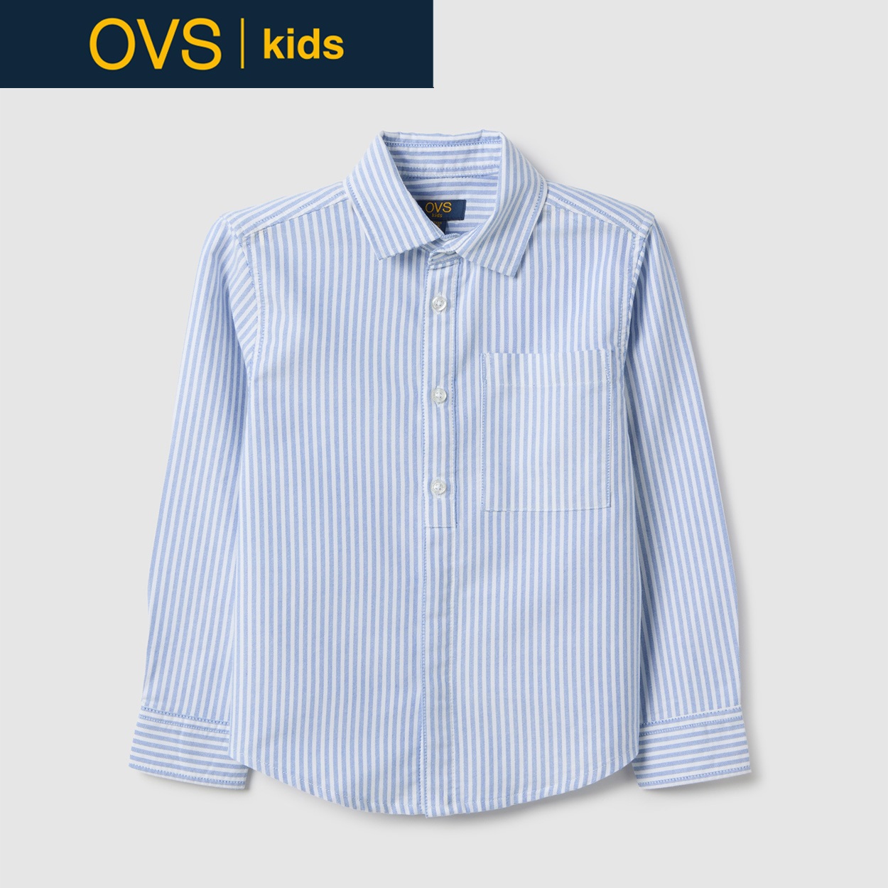 OVS KIDS(オヴィエッセ キッズ) ストライプ長袖シャツ 男の子 キッズ(ブルーストライプ-104cm)