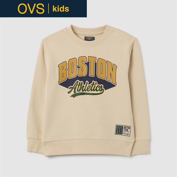OVS KIDS(オヴィエッセ キッズ) アメカジロゴプリントトレーナー 男の子 キッズ 104cm-140cm(ベージュ-140cm)