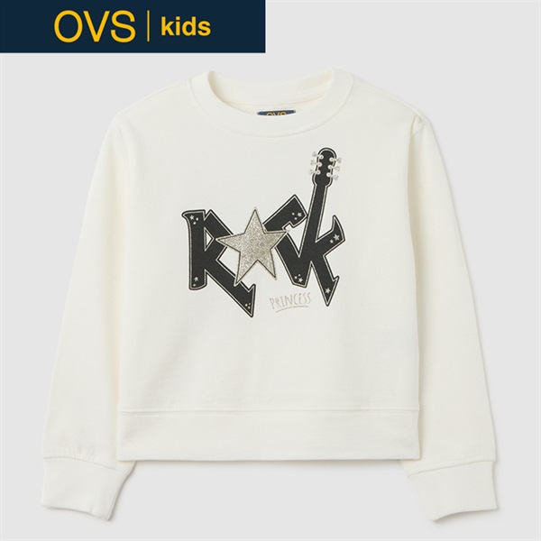 OVS KIDS(オヴィエッセ キッズ) ロックテイストトレーナー 女の子 キッズ 104cm-140cm(ホワイト-122cm)