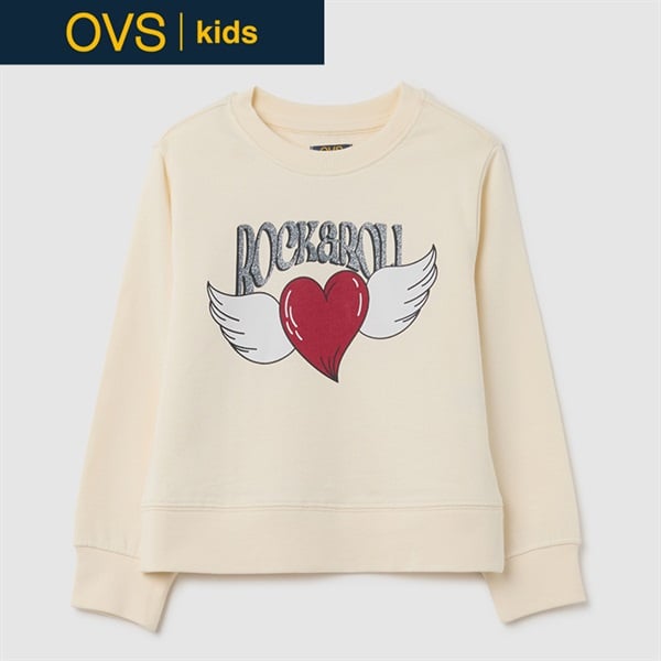 OVS KIDS(オヴィエッセ キッズ) ロックテイストトレーナー 女の子 キッズ 104cm-140cm(アイボリー-110cm)
