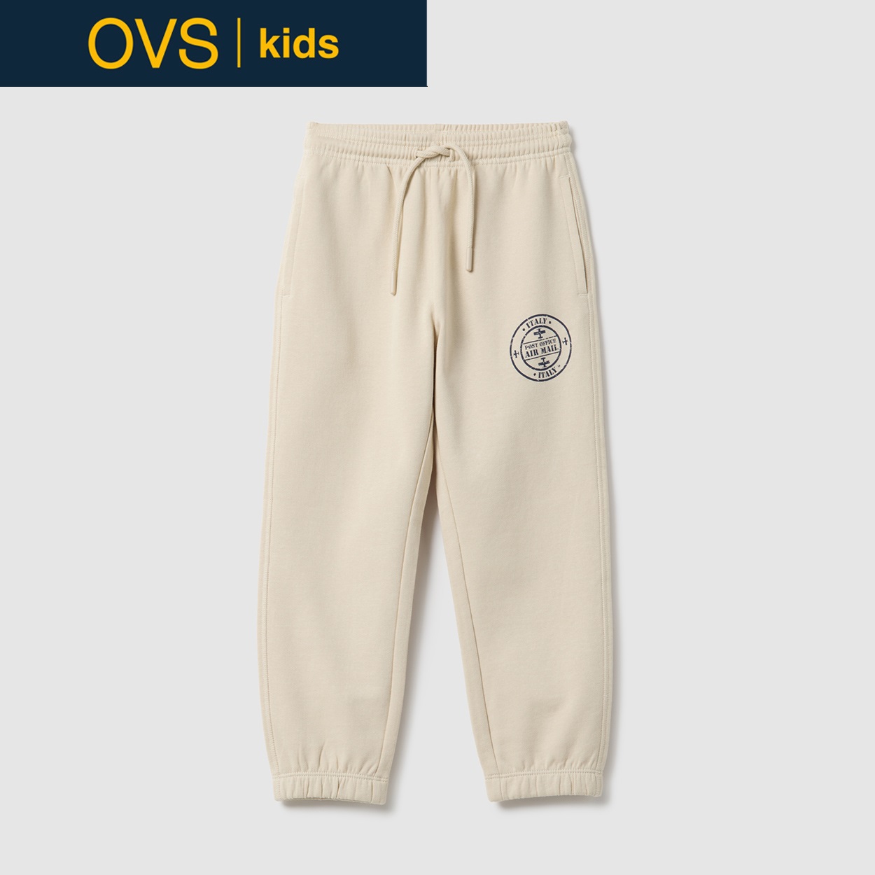 OVS KIDS(オヴィエッセ キッズ) 裏毛ジョガーパンツ 男の子 キッズ(ベージュ-128cm)