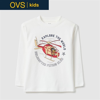 OVS KIDS(オヴィエッセ キッズ) プリント長袖Tシャツ 男の子 キッズ(ホワイト-104cm)