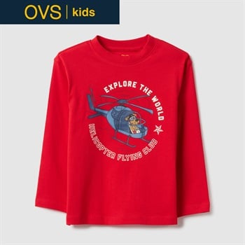 OVS KIDS(オヴィエッセ キッズ) プリント長袖Tシャツ 男の子 キッズ(レッド-104cm)
