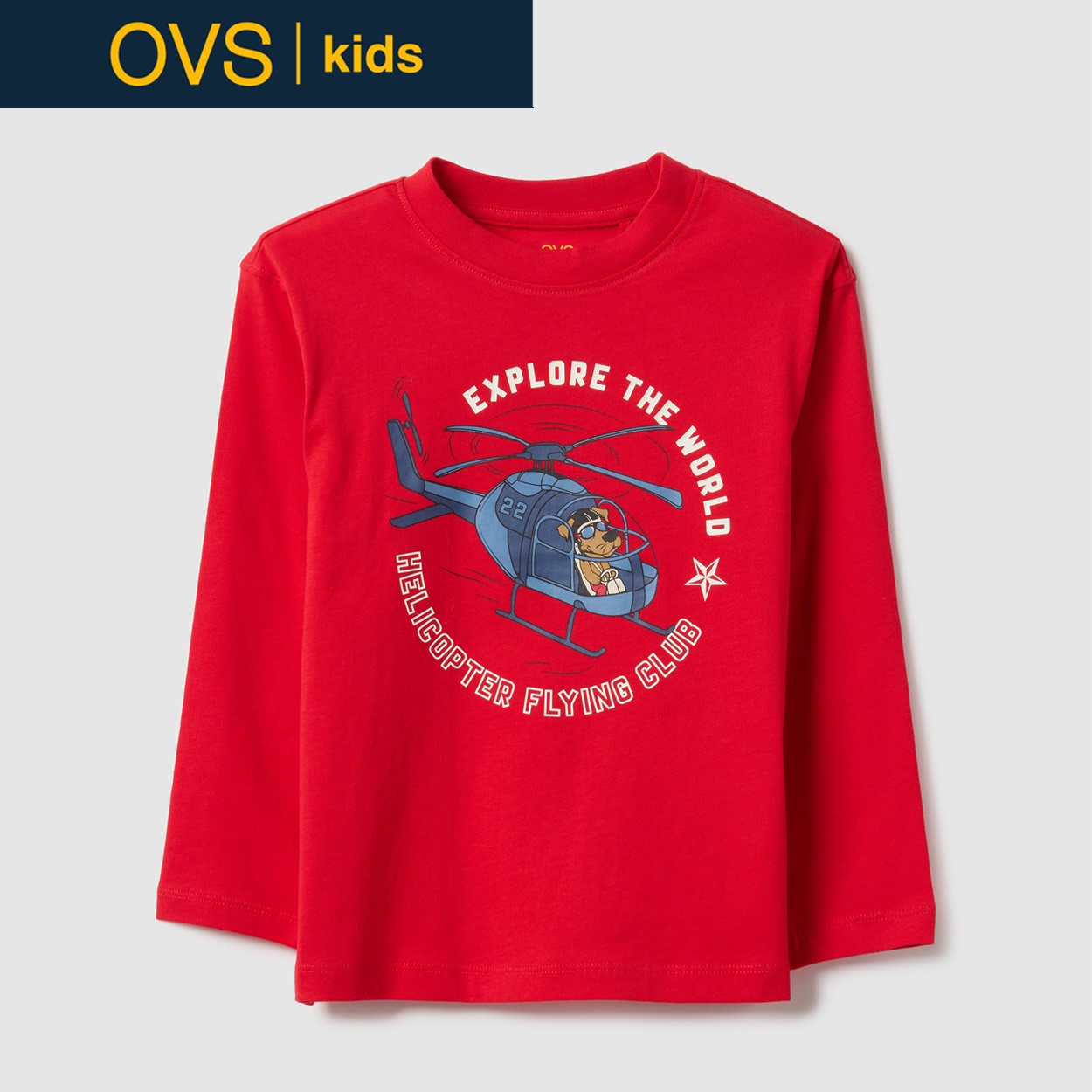 OVS KIDS(オヴィエッセ キッズ) プリント長袖Tシャツ 男の子 キッズ(レッド-134cm)