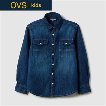 OVS KIDS(オヴィエッセ キッズ) デニム長袖シャツ 男の子 キッズ(ネイビー-110cm)