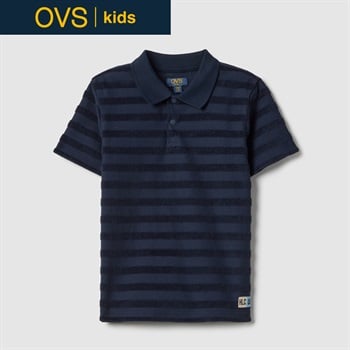 OVS KIDS(オヴィエッセ キッズ) ボーダー半袖ポロシャツ 男の子 キッズ(ネイビー-104cm)