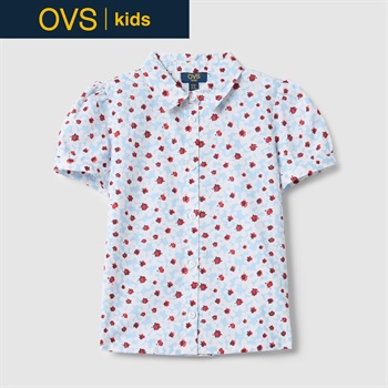 OVS KIDS(オヴィエッセ キッズ) 小花プリント半袖ブラウス 女の子 キッズ(ホワイト-110cm)