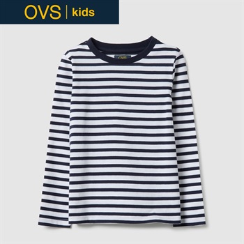 OVS KIDS(オヴィエッセ キッズ) ボーダー長袖Tシャツ 女の子 キッズ(ネイビーボーダー-104cm)