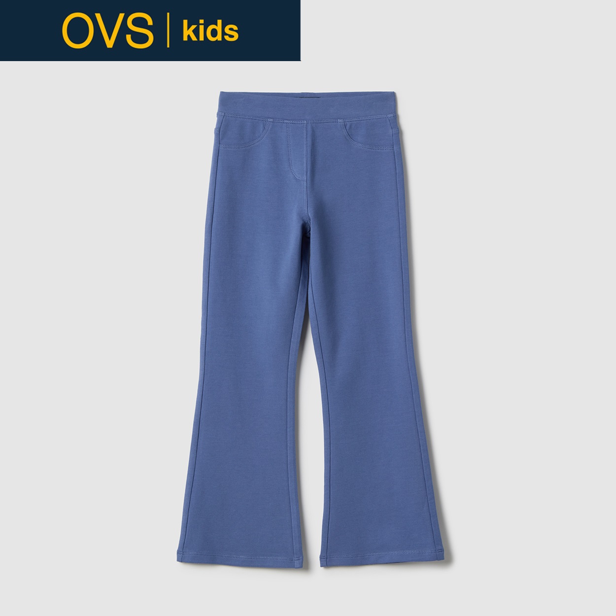 OVS KIDS(オヴィエッセ キッズ) 無地フレアレギンスパンツ 女の子 キッズ(ブルー-116cm)