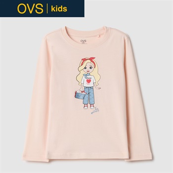 OVS KIDS(オヴィエッセ キッズ) プリント長袖Tシャツ 女の子 キッズ(ピンク-104cm)