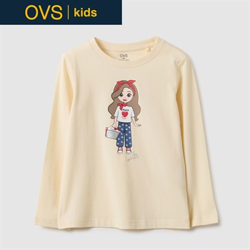 OVS KIDS(オヴィエッセ キッズ) プリント長袖Tシャツ 女の子 キッズ(ベージュ-104cm)
