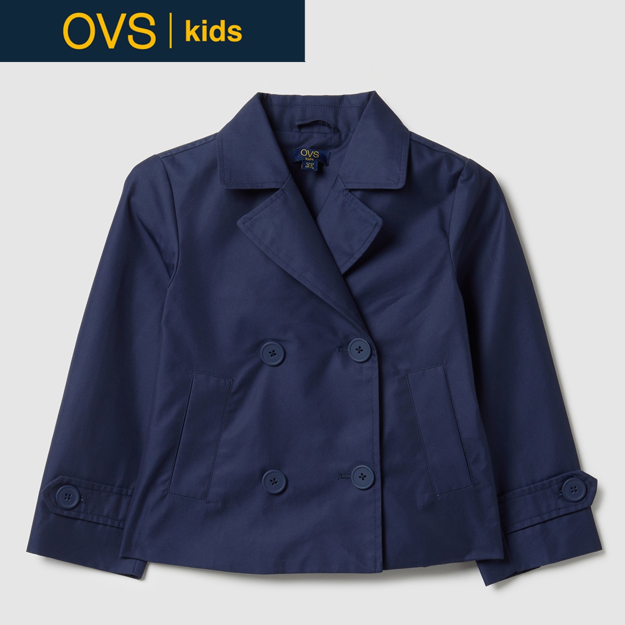 OVS KIDS(オヴィエッセ キッズ) ショートトレンチジャケット 女の子 キッズ(ネイビー-122cm)
