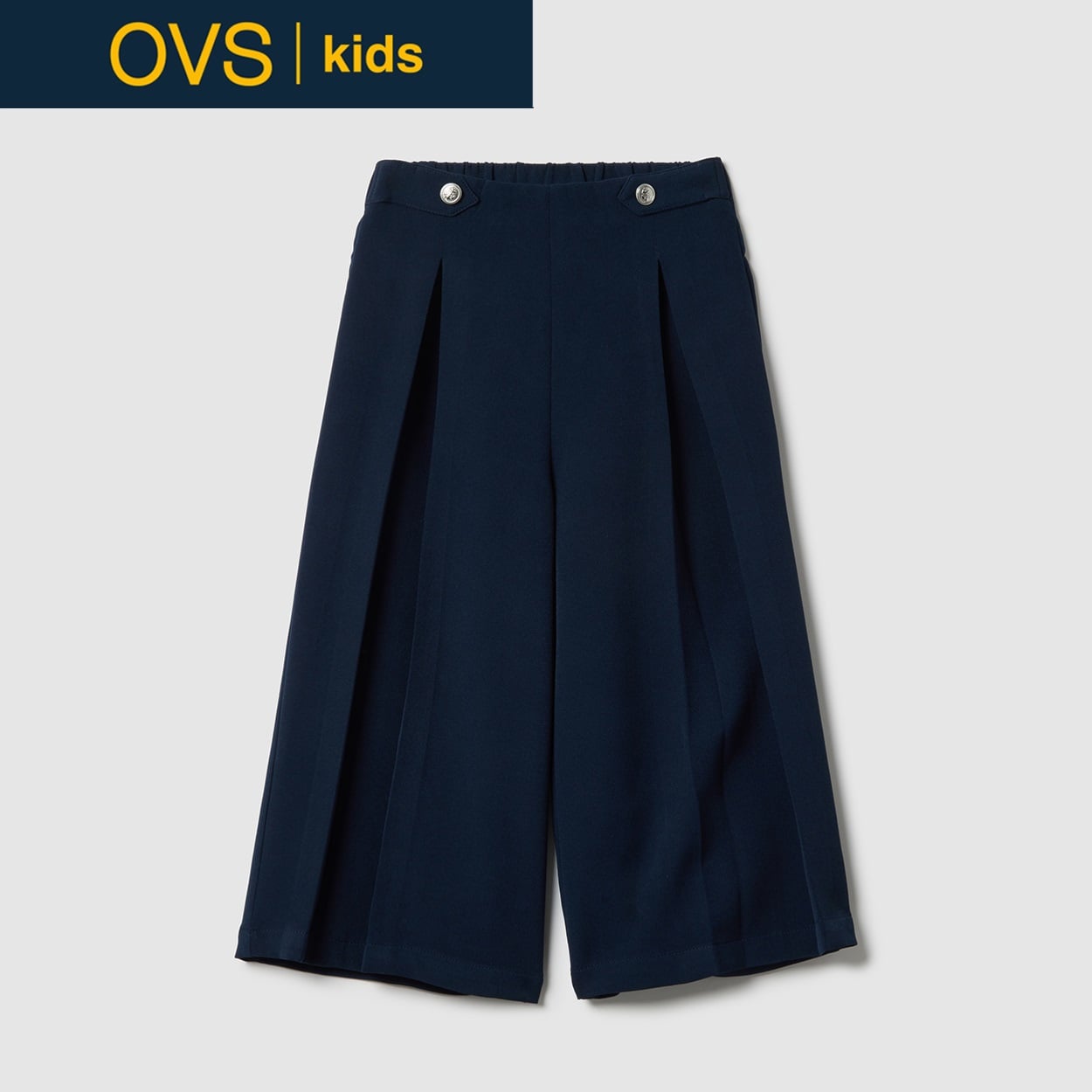 OVS KIDS(オヴィエッセ キッズ) ギャバジンワイドパンツ 女の子 キッズ(ネイビー-110cm)