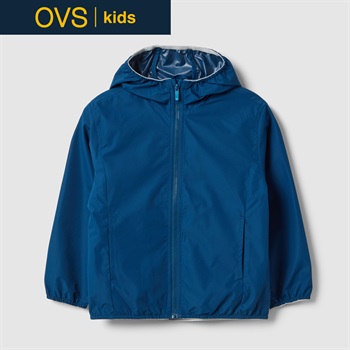 OVS KIDS(オヴィエッセ キッズ)  ブルー 撥水 レギュラーフィット フード付き ライトジャケット（ジップアップ） 男の子 キッズ(ソフトブルー-104cm)