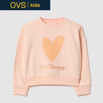 OVS KIDS(オヴィエッセ キッズ) ラブセラピーハートトレーナー 女の子 キッズ(ライトオレンジ-110cm)