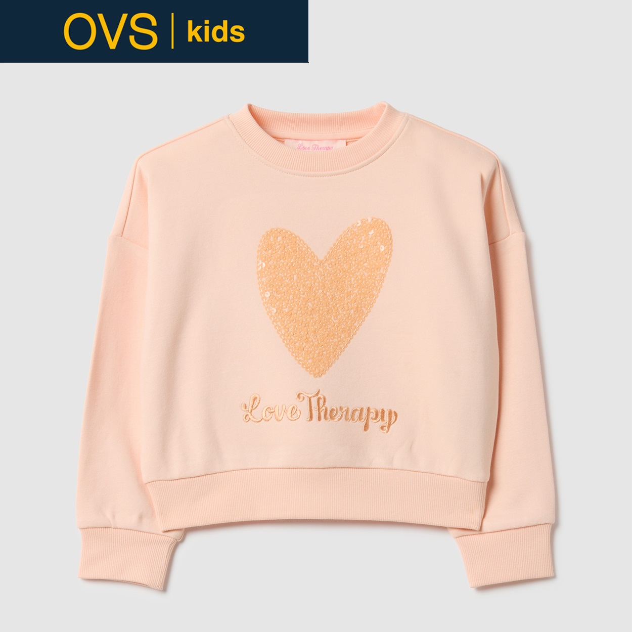 OVS KIDS(オヴィエッセ キッズ) ラブセラピーハートトレーナー 女の子 キッズ(ライトオレンジ-140cm)