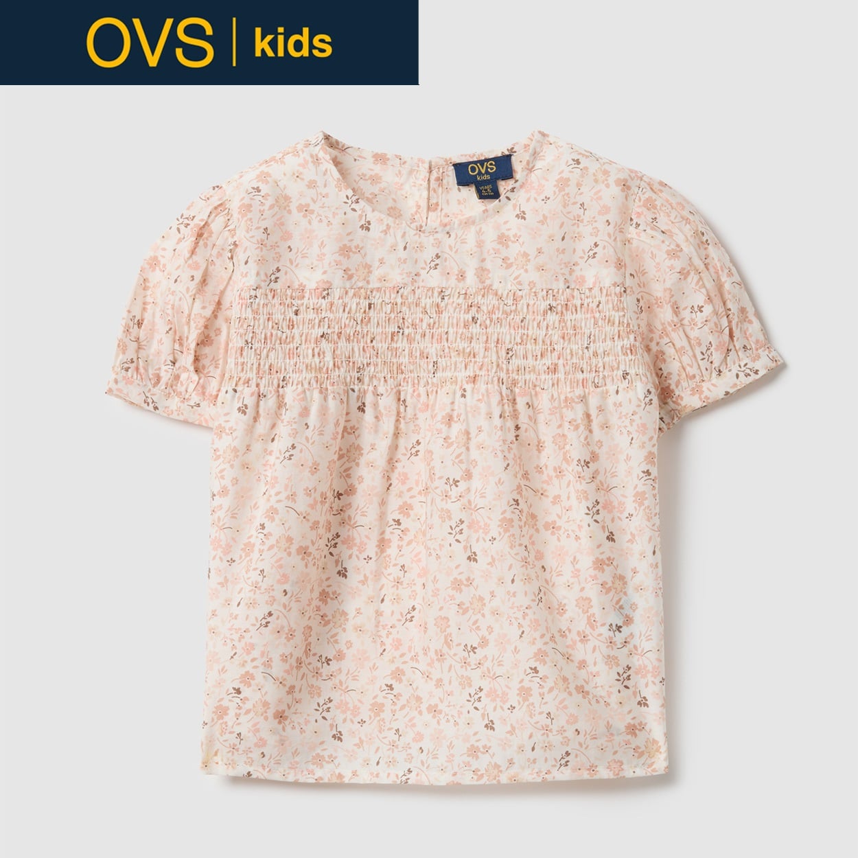 OVS KIDS(オヴィエッセ キッズ) パフスリーブ半袖ブラウス 女の子 キッズ(ピンク-128cm)