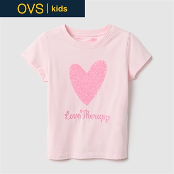 OVS KIDS(オヴィエッセ キッズ) ラブセラピーハート半袖Tシャツ 女の子 キッズ(ピンク-110cm)