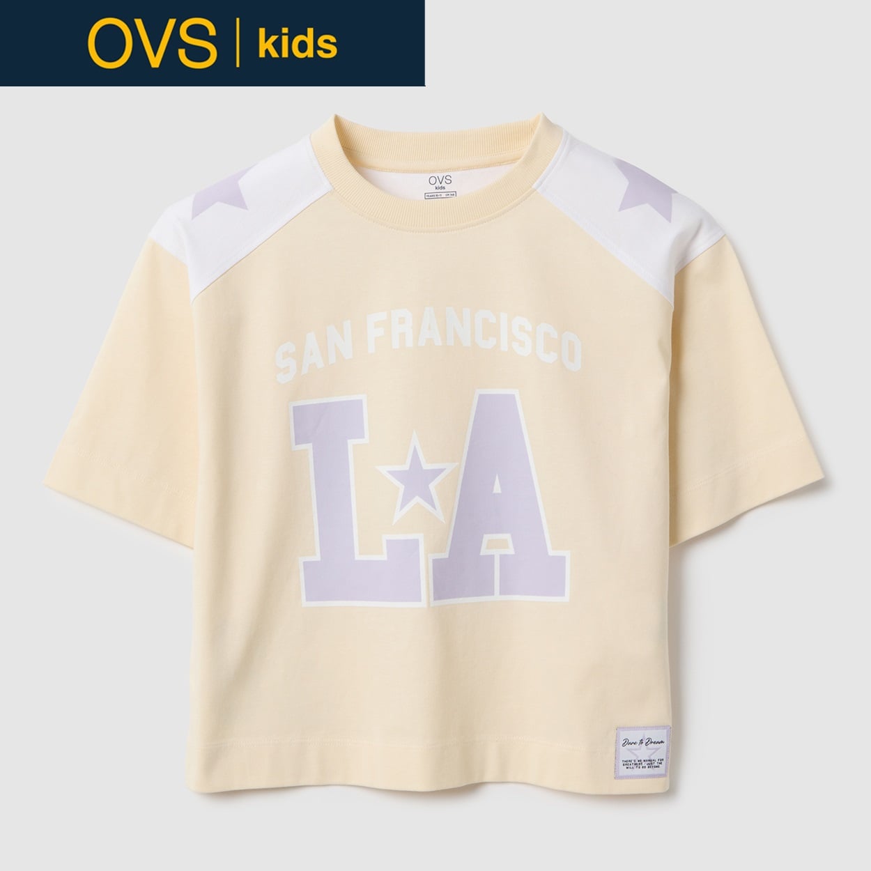 OVS KIDS(オヴィエッセ キッズ) フロントロゴゆるTシャツ 女の子 キッズ(ベージュ-146cm)