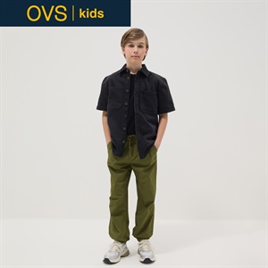 OVS KIDS(オヴィエッセ キッズ)  グリーン ピュアコットン ワイドレッグ パンツ 男の子 キッズ(リーフグリーン-146cm)