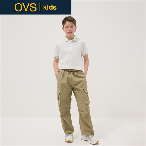 OVS KIDS(オヴィエッセ キッズ)  ベージュ ピュアコットン レギュラーフィット カーゴパンツ 男の子 キッズ