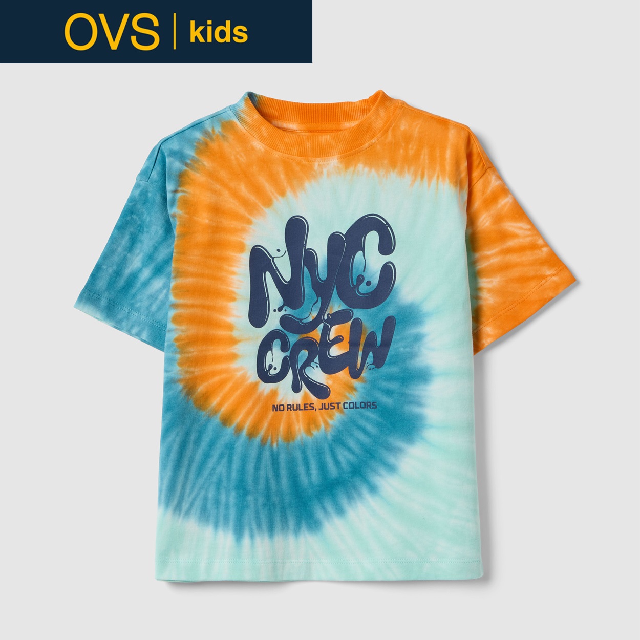 OVS KIDS(オヴィエッセ キッズ) タイダイプリント半袖Tシャツ 男の子 キッズ(ライトブルー-110cm)