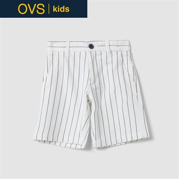 OVS KIDS(オヴィエッセ キッズ)  マルチカラーストライプ ピュアコットン レギュラーフィット ショートパンツ 男の子 キッズ(ホワイト×ブルー（マルチカラー）-110cm)