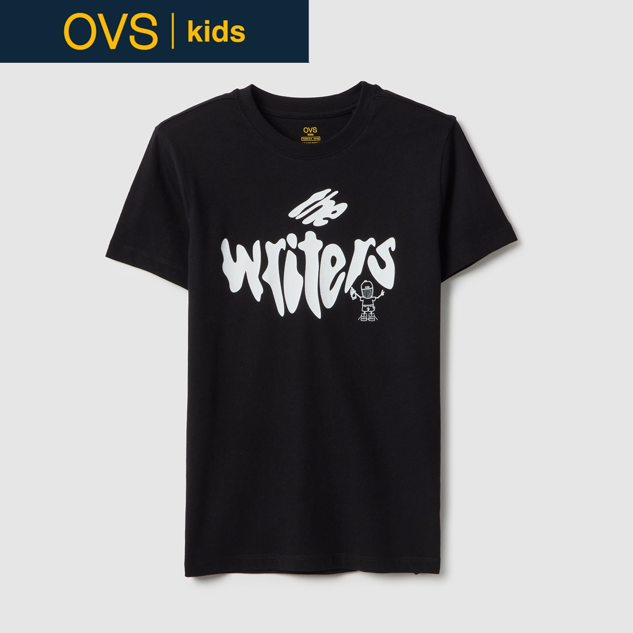 OVS KIDS(オヴィエッセ キッズ) ロゴプリントTシャツ 男の子 キッズ(ブラック-164cm)