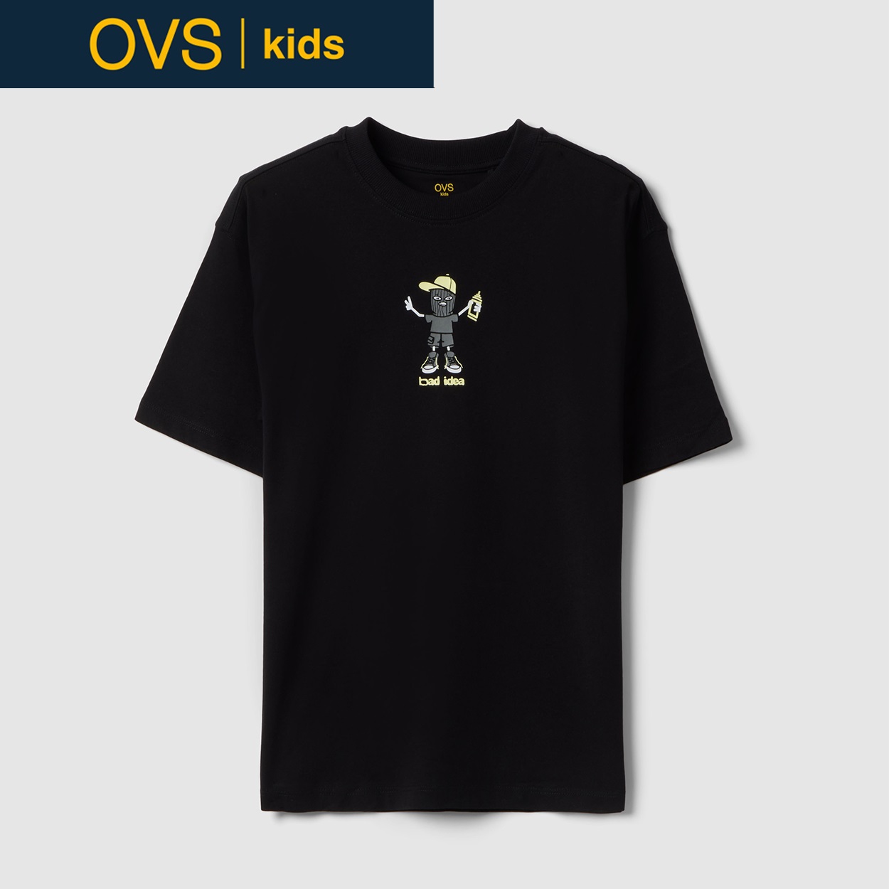 OVS KIDS(オヴィエッセ キッズ) バックプリントTシャツ 男の子 キッズ(ブラック-152cm)