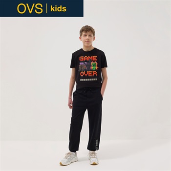 OVS KIDS(オヴィエッセ キッズ)  ブラック ピュアコットン ジョガーパンツ 男の子 キッズ(ブラック-146cm)